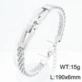 Silberfarbenes Edelstahl-Gliederarmband für Herren mit Maßen von 190x6 mm und 15g - Stil E U-Förmige Gebogene Platte (KB212812-KFC)
