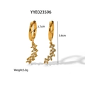 Detailed dimensions of gold stainless steel hoop earrings with crystal dangles - Earrings (YYE023596) / Gold