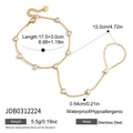Gold-plated stainless steel finger bracelet with heart CZ stones and size dimensions - Heart Zirconia Style (JDB0312224)