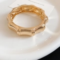 High-end European style wide metal bangle with elegant gold bamboo texture design - Bamboo Section Shape (80#) / Gold