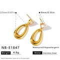 Detail view of gold-plated teardrop earrings with cubic zirconia in stainless steel - Waterdrop Style (NB-E1847) / 18K Gold / Gold