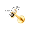Gold titanium lip stud with black and white gemstones, size 0.49cm x 0.2cm stud - Black and White Double Rhinestone (T2589-3) / Gold
