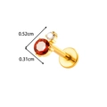 Titanium labret stud with red round gemstone and clear crystal accent - Red and White Double Rhinestone (T2589-6) / Gold