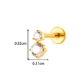Gold titanium labret stud with double round cubic zirconia stones for cartilage piercing - Vertical Double Rhinestone (T2589-7) / Gold