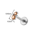 Premium G23 titanium labret lip stud with two champagne round stones and push-in design - Double Rhinestone Geometric Style (T2589-1) / Silver