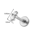 G23 titanium push-pin labret stud with twin clear zircon accents, size 0.43cm x 0.2cm - Vertical Double Rhinestone (T2589-2) / Silver