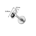G23 titanium push-pin labret stud with black and clear zircon stones, 0.49cm height - Black and White Double Rhinestone (T2589-3) / Silver