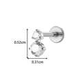 G23 titanium labret stud with double round clear cz stones, 0.52cm x 0.31cm size detail - Vertical Double Rhinestone (T2589-7) / Silver