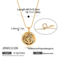 Goldfarbene Edelstahlhalskette mit spiralförmigem Perlmuttanhänger und Kugelkette. - Spiral-Hohl-Stil (JDN0111106)