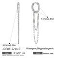 Minimalisti orecchini a cerchio con nappe in acciaio inossidabile argento con zirconi. - Nappa Pavé Argento (JDE0312214-S)