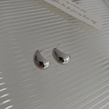 Minimalist silver bean-shaped stud earrings featuring a high-gloss polished metallic finish - Polished Silver Irregular Beans (41#)