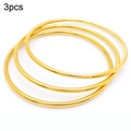 Elegantes 3-teiliges Set minimalistischer 18K vergoldeter 2mm dünner runder Armreifen - 3er-Set / Gold / Innendurchmesser 55mm