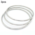 Set mit 3 minimalistischen polierten silbernen stapelbaren dünnen Armreifen für Damen im Alltag - 3er-Set / Stahlfarben / Innendurchmesser 55mm