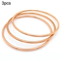 Set aus drei minimalistischen, 18 Karat rosévergoldeten 2-mm-Armreifen für Damen - 3er-Set / Roségold / Innendurchmesser 55mm