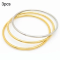 Minimalistische, 18 Karat vergoldete und versilberte, stapelbare 2-mm-Armreifen, 3er-Set - 3er-Set / zweifarbig / Innendurchmesser 55mm