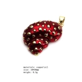 Detail of red and gold conch shell pendant showing copper oil drip craft and 18x30mm size - Pendant Only / Bright Red Conch