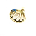 Gold shell pendant necklace with blue starfish detail and cubic zirconia on box chain - Pendant Only / Blue Starfish Gold Shell