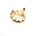 Macro detail of gold plated scallop shell pendant with white starfish and cubic zirconia - Pendant Only / White Starfish Gold Shell