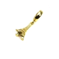 Detailed view of a gold-plated Eiffel Tower charm with inlaid zircons for bracelets - Gold Eiffel Tower with Crystal Accents