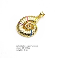 Macro detail of copper nautilus pendant with colorful enamel lines and zircon stones - Pendant Only / Colorful Striped Nautilus