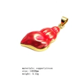 Macro detail of red zircon heart pendant necklace in copper with 14x29mm dimensions - Pendant Only / Red Gourd Heart