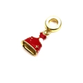 Close-up of a red enamel dress charm with gold stars for beaded charm bracelets - Red Enamel Star Decorated Dress