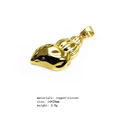 Detailed view of gold plated copper gourd pendant with zircon inlay 14x29mm - Pendant Only / Gold Gourd Heart
