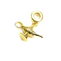 Detailed close-up of golden magic lamp charm with relief patterns for charm bracelets - Gold Embossed Aladdin Lamp Design