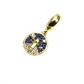 Close-up of golden rocket charm with blue zircon inlay for snake chain bracelets - Dark Blue Crystal Starry Space Rocket
