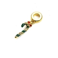 Detail of candy cane charm with green enamel and red bow for bracelet and necklace - Christmas Green Ribbon Candy Cane Design