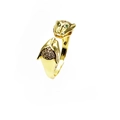 Detalle de anillo ajustable con cabezas de leopardo doradas y cristales pavimentados - Abierto Ajustable / Cabezas de Leopardo Dobles (9)