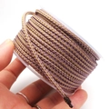 3.5mm purple braided cord with gold metallic thread on a spool for DIY jewelry - Approx. 3.5mm / Dusty Pink