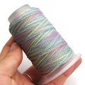 Colorful gradient metallic waxed thread on spool for DIY jewelry and bracelet weaving - 6-Strand / C32 (Sky Blue Yellow Pink)