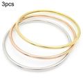 3er-Set minimalistische 18K vergoldete 2mm Armreifen in Gold, Roségold und Silber. - 3er-Set / dreifarbig / Innendurchmesser 55mm