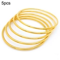 5er-Set minimalistische 18K vergoldete 2mm dünne stapelbare Armreifen - 5 Stück / Gold / Innendurchmesser 55mm