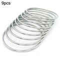 Set aus 9 minimalistischen 2mm silberfarbenen stapelbaren Metallarmreifen Schmuck - 9er Set / Stahlfarben / Innendurchmesser 55mm