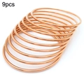 9er-Set minimalistische 18K vergoldete 2mm dünne stapelbare Armreifen - 9er Set / Roségold / Innendurchmesser 55mm