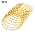 Elegantes 12er-Set minimalistische 18K vergoldete 2mm dünne stapelbare Armreifen für Damen - 12er Set / Gold / Innendurchmesser 55mm