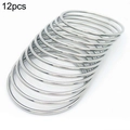 Set aus 12 minimalistischen, versilberten, schmalen 2mm Metall-Armreifen zum Stapeln für Damen - 12er Set / Stahlfarben / Innendurchmesser 55mm