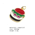 Detailed view of a mini 15x17mm burger charm made of colorful copper oil drip - Colorful Burger