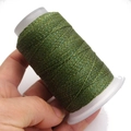 Macro detail of dark green metallic waxed cord on a spool for DIY jewelry braiding - 6-Strand / Dark Green (A37)