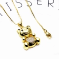 Collana con ciondolo orsetto dorato con cuore in zircone micro-incastonato e catena - Set Collana Stile 1