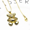 Collana in rame placcato oro con ciondolo a forma di orso e zirconi brillanti - Set Collana Stile 2