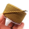 Golden and dark brown braided dragon cord for DIY jewelry making on transparent spool - Approx. 3.5mm / Brown & Yellow
