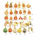 32 styles of Chinese gold-plated enamel pendants featuring lucky lion and fortune charms - Lion Dance Style (01#)