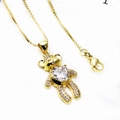 Collana con ciondolo a orsetto dorato con zircone a cuore e catena box micro-incastonata - Set Collana Stile 7