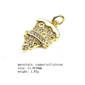 Macro shot of 11.5x18mm pizza charm with gold plating and cubic zirconia inlay - Rhinestone Gold Pizza