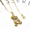 Collana con orsetto corona dorato con zircone a cuore e cristalli micro-pave su catena box - Set Collana Stile 8