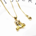Collana con ciondolo a forma di orsetto dorato con zirconi bianchi e moschettone - Set Collana Stile 10