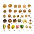 33 estilos de cuentas DIY chapadas en oro con esmalte y motivos de flores y tortugas - Estilo Floral Hueco (01#)